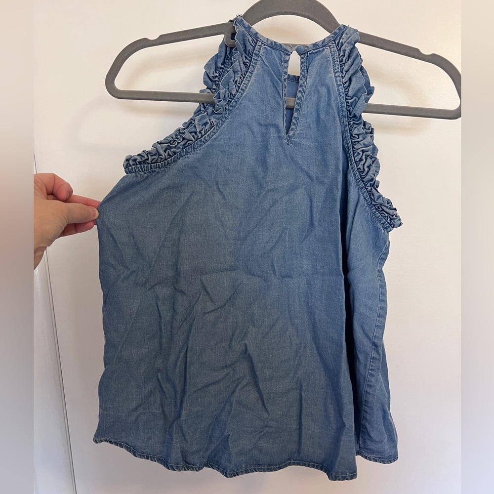Altar’d State Chambray Ruffle Tank - Picture 2 of 4